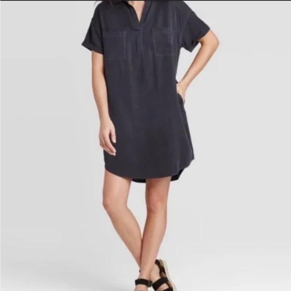 Universal Thread Black Casual Button Dress with Pockets!!